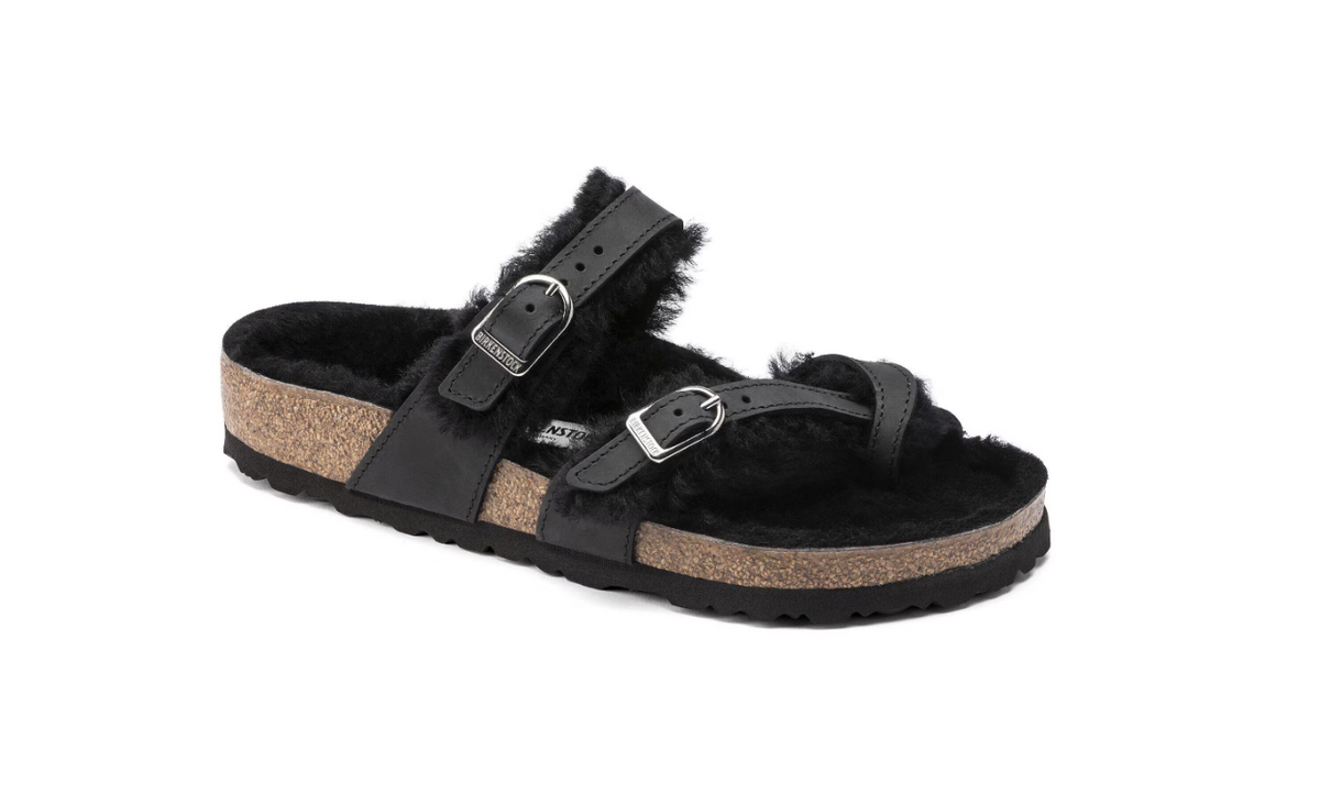 Birkenstock Mayari Shearling Oiled Leather Black  Regular