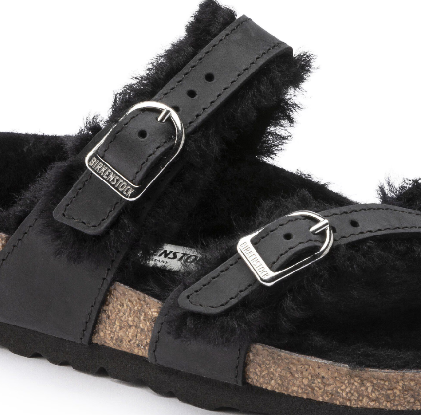 Birkenstock Mayari Shearling Oiled Leather Black  Regular