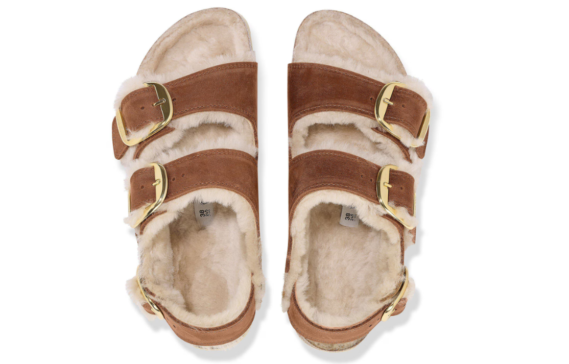 Birkenstock Milano Big Buckle Shearling Cognac  Regular