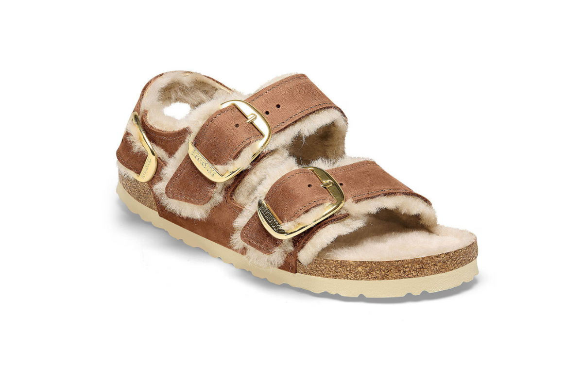 Birkenstock Milano Big Buckle Shearling Cognac Narrow