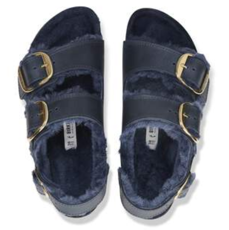 Birkenstock Milano Big Buckle Shearling Midnight Blue  Narrow