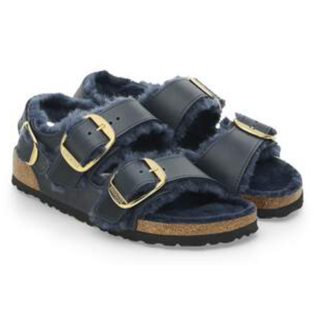 Birkenstock Milano Big Buckle Shearling Midnight Blue  Narrow