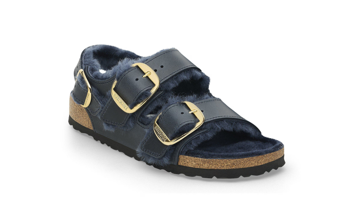 Birkenstock Milano Big Buckle Shearling Midnight Blue  Narrow