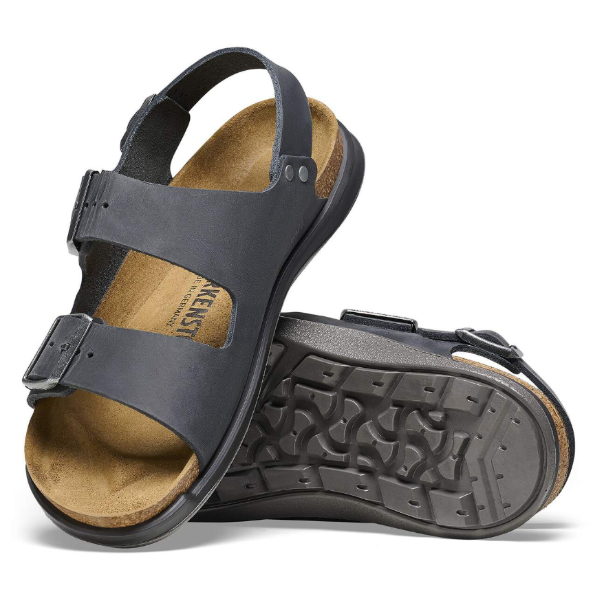 Birkenstock Milano Crosstown Oiled Leather Sandals Black Regular