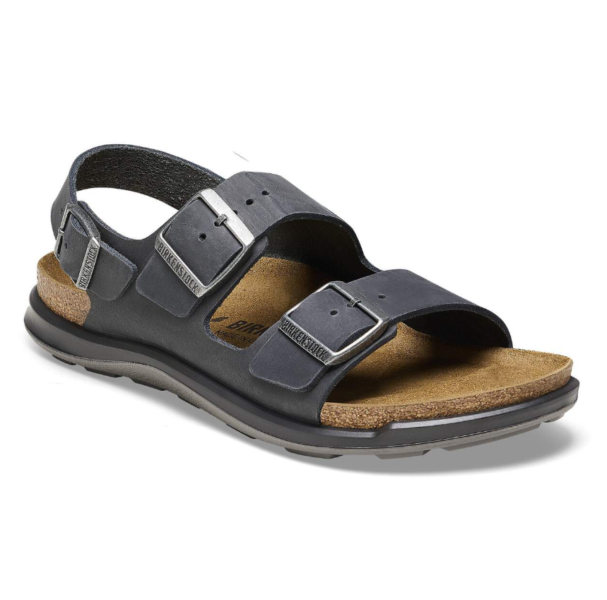 Birkenstock Milano Crosstown Oiled Leather Sandals Black Regular