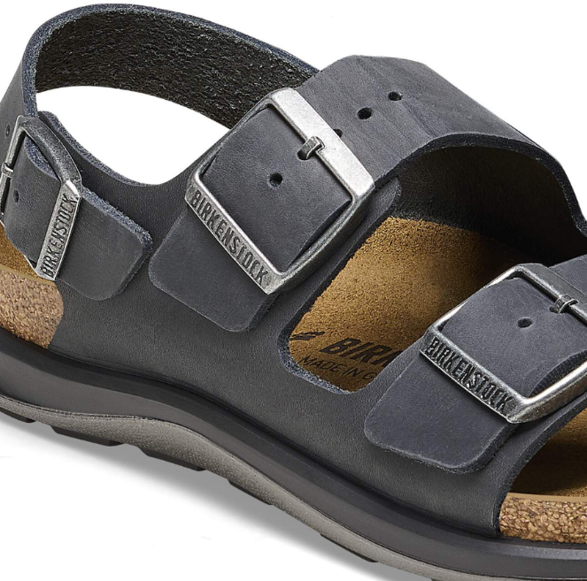 Birkenstock Milano Crosstown Oiled Leather Sandals Black Regular