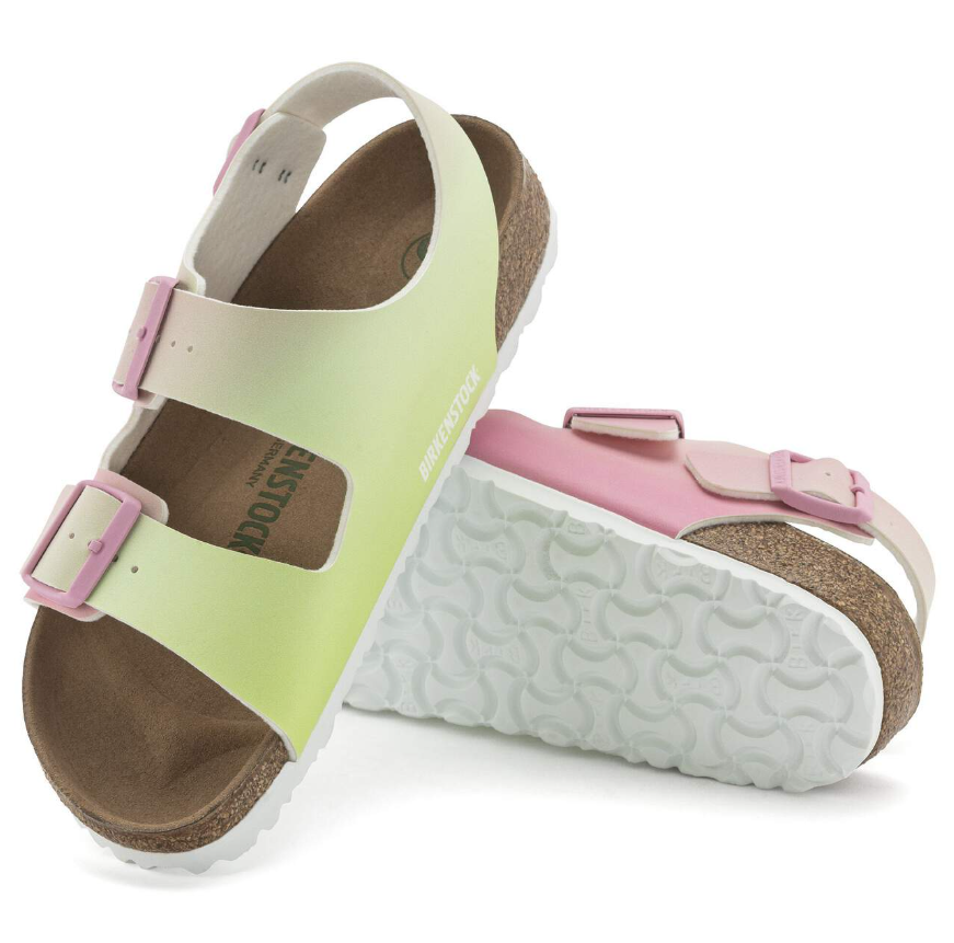 Birkenstock Milano Vegan Birko-Flor Candy Pink/Faded Lime  Narrow