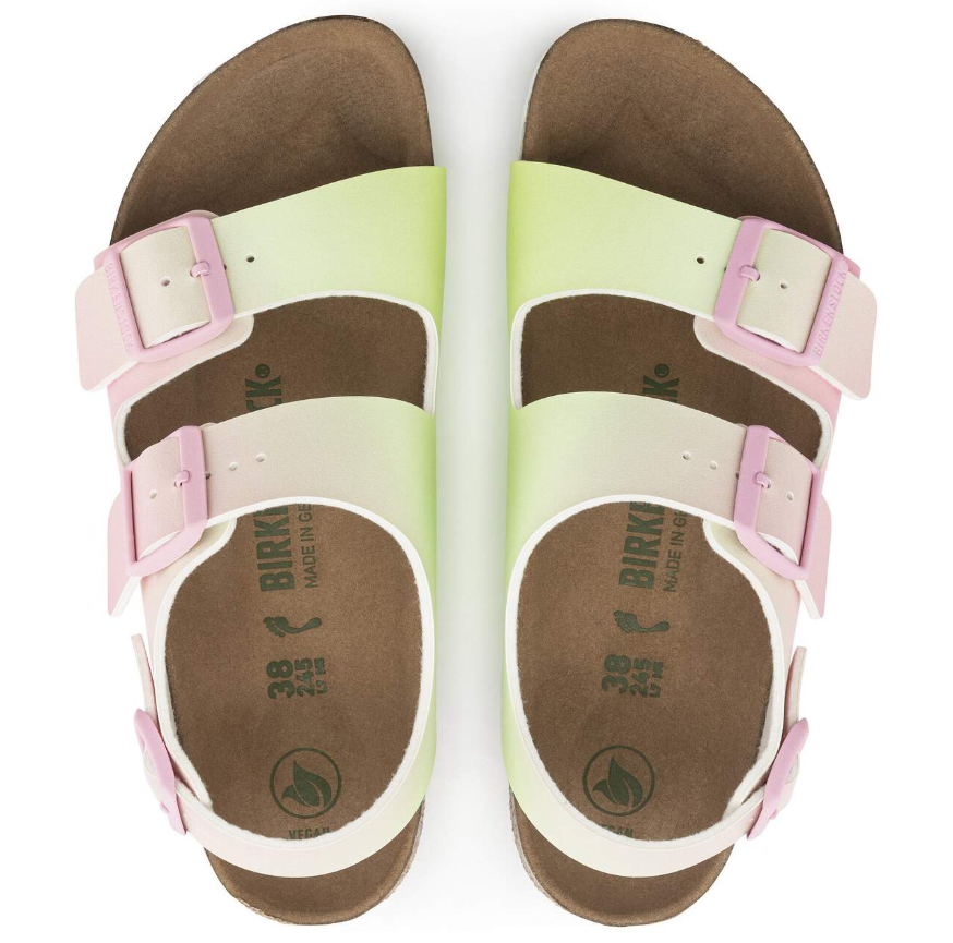 Birkenstock Milano Vegan Birko-Flor Candy Pink/Faded Lime  Narrow