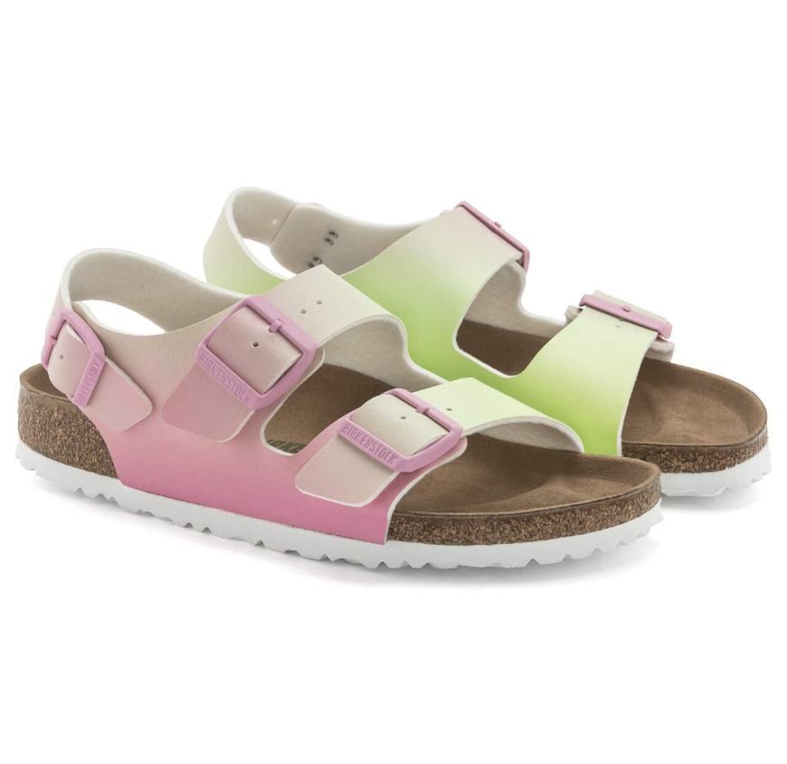 Birkenstock Milano Vegan Birko-Flor Candy Pink/Faded Lime  Narrow