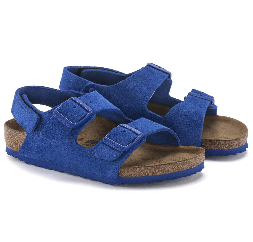 Birkenstock Milano HL Kids Suede Ultra Blue Sandals  Narrow