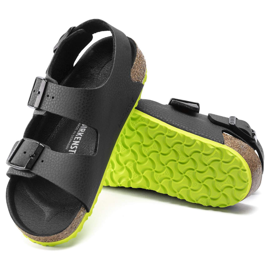 Birkenstock Milano Kids Birko-Flor Desert Soil Black Lime  Narrow