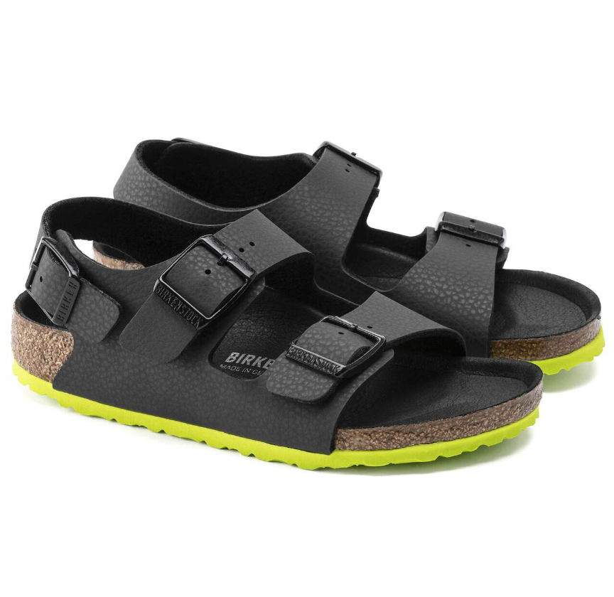 Birkenstock Milano Kids Birko-Flor Desert Soil Black Lime  Narrow