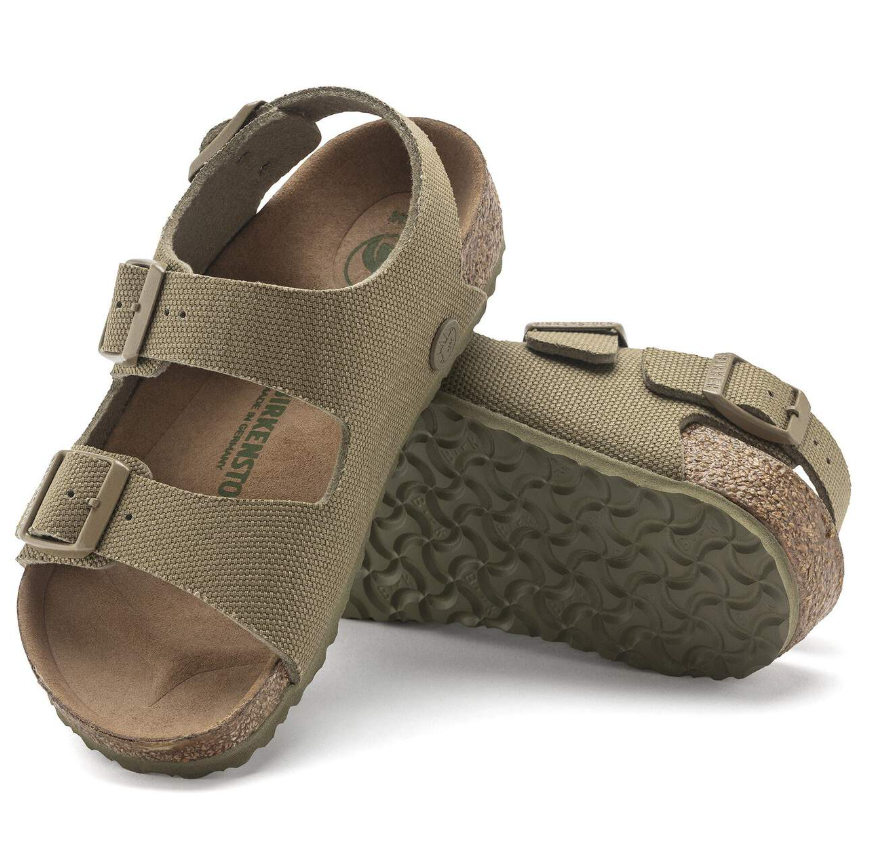 Birkenstock Milano Kids Vegan Textile Sandals Faded Khaki Narrow