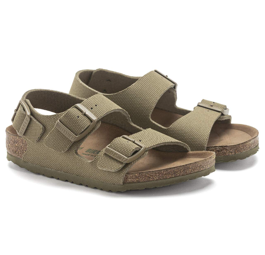 Birkenstock Milano Kids Vegan Textile Sandals Faded Khaki Narrow