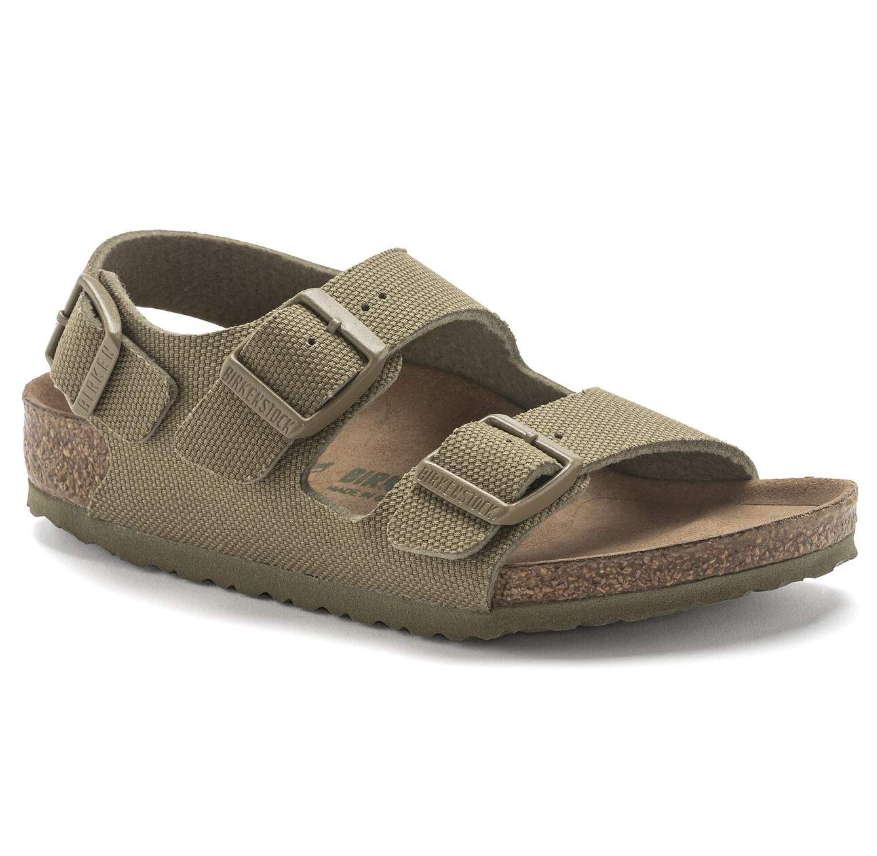 Birkenstock Milano Kids Vegan Textile Sandals Faded Khaki Narrow