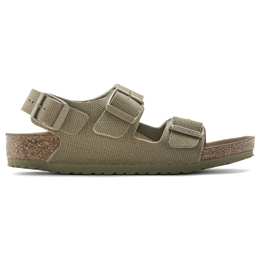 Birkenstock Milano Kids Vegan Textile Sandals Faded Khaki Narrow