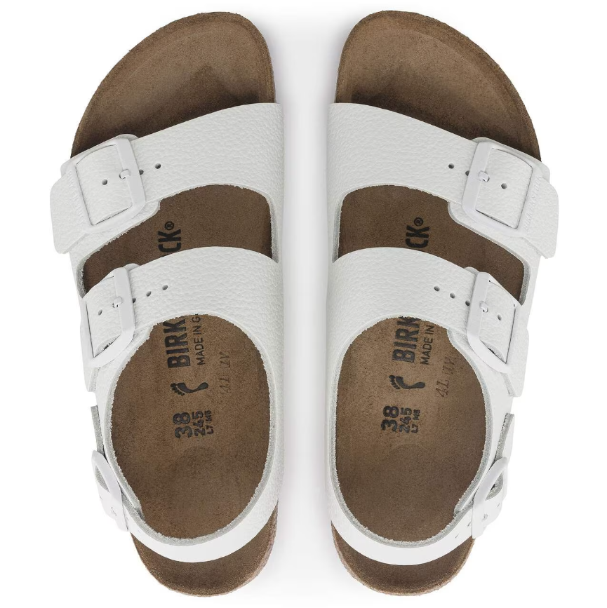 Birkenstock Milano BS Leder Natural Leather White  Regular
