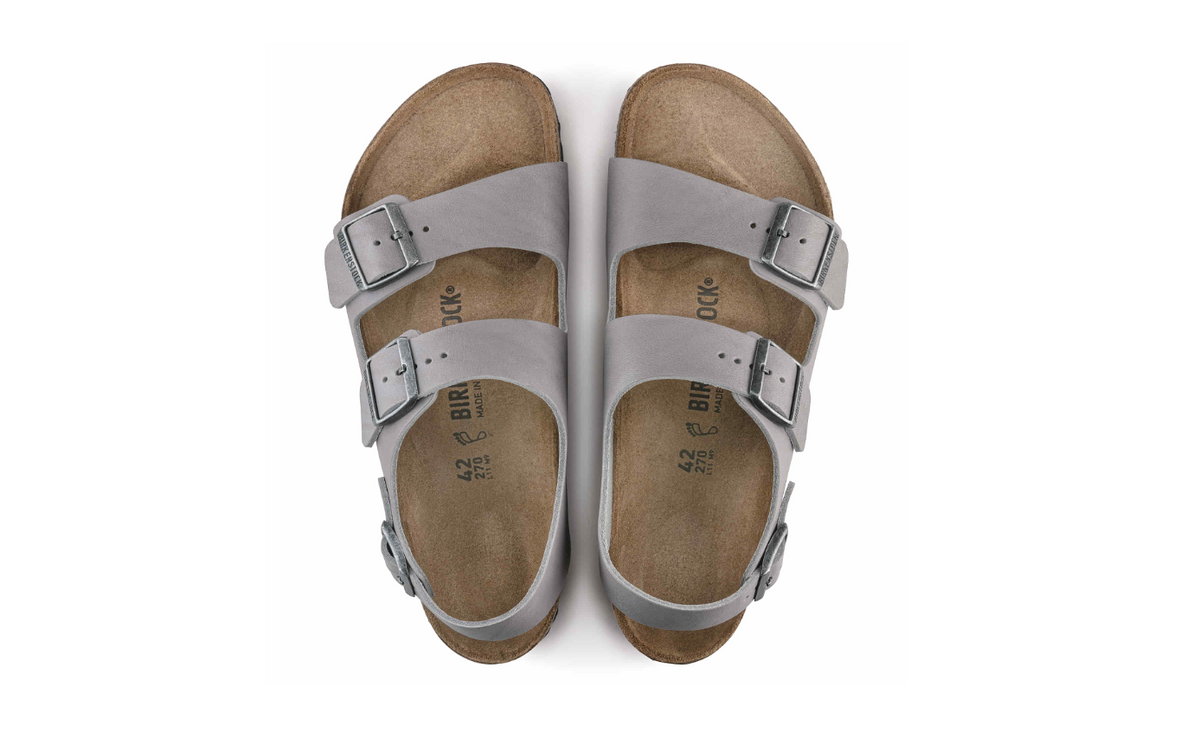 Birkenstock Milano Natural Leather Stone Coin Sandals  Regular