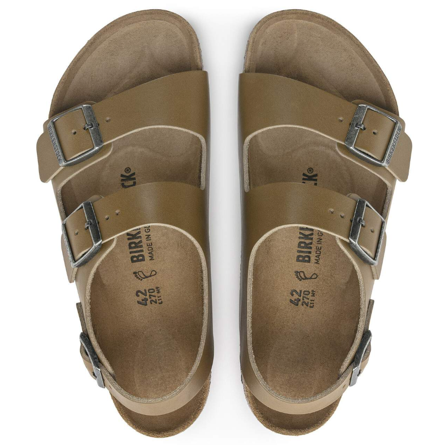 Birkenstock Milano Natural Leather Vintage Wood Faded Khaki  Regular