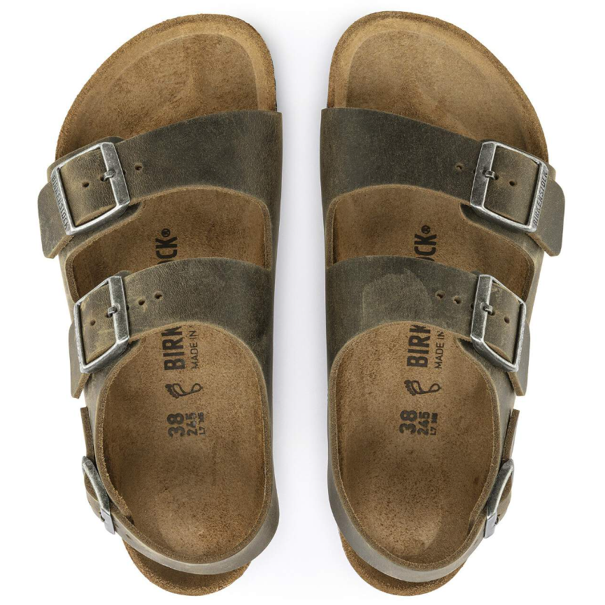 Birkenstock Milano Natural Leather Oiled Faded Khaki Regular