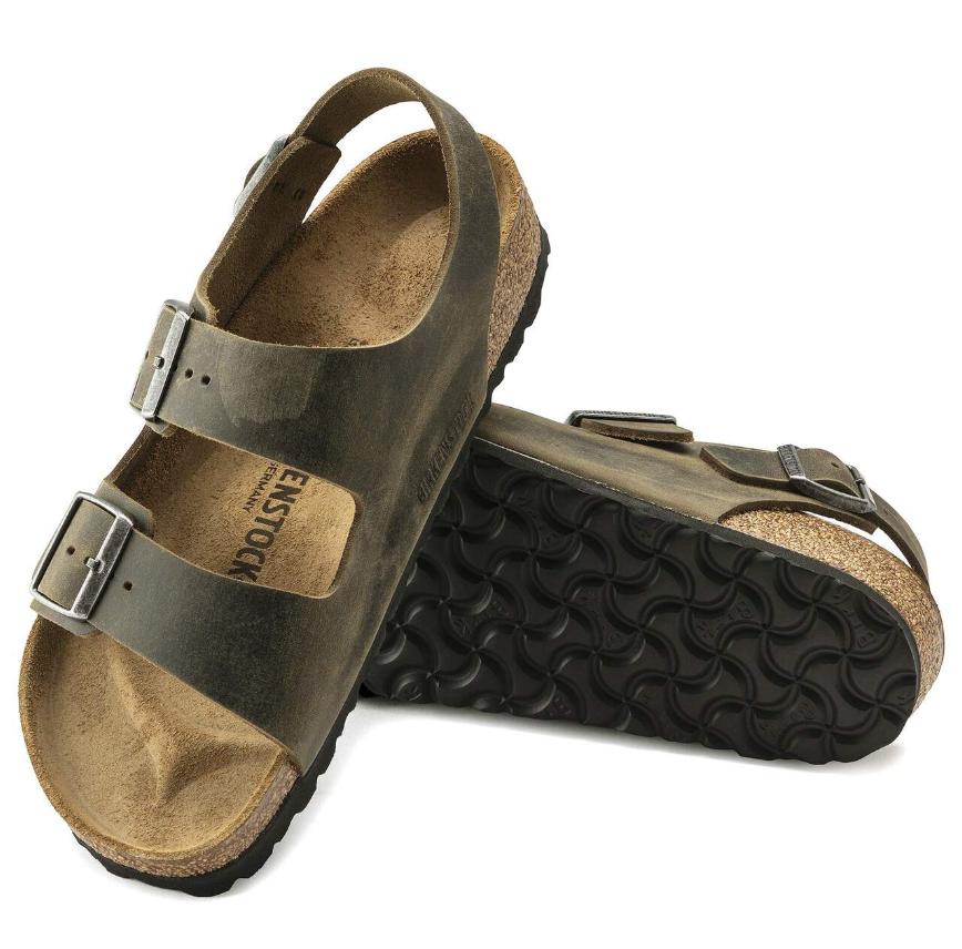 Birkenstock Milano Faded Khaki Oiled Leather  Narrow