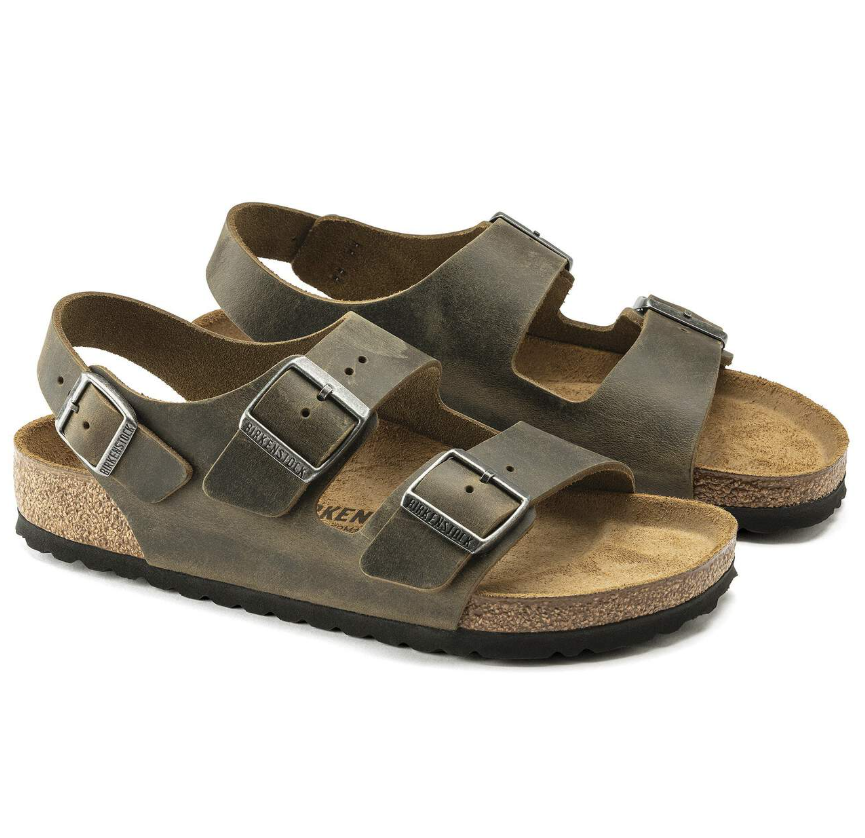 Birkenstock Milano Faded Khaki Oiled Leather  Narrow