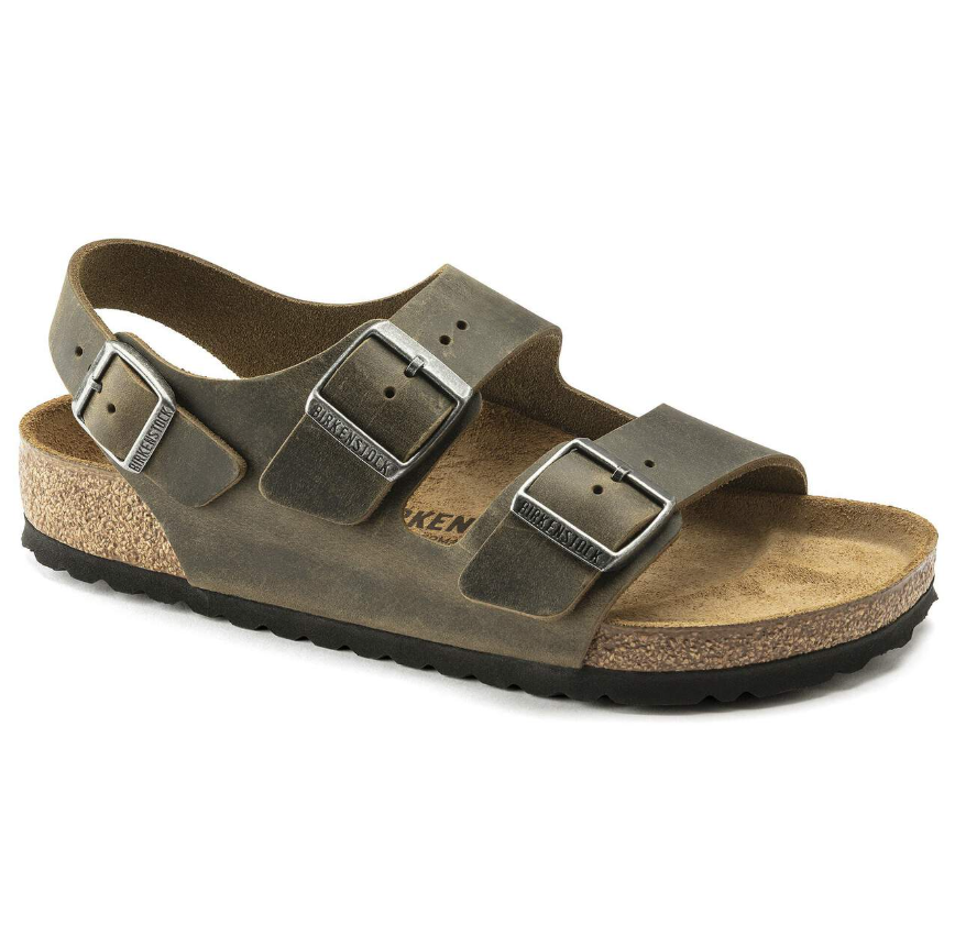 Birkenstock Milano Faded Khaki Oiled Leather  Narrow
