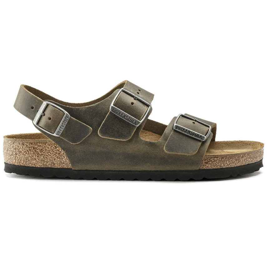 Birkenstock Milano Faded Khaki Oiled Leather  Narrow