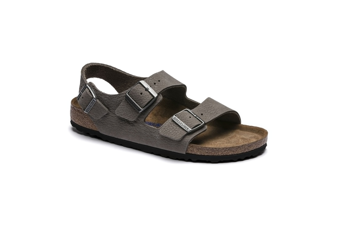 Birkenstock Milano Soft Footbed Nubuck Leather Whale Gray  Narrow