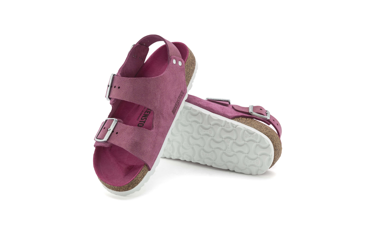 Birkenstock Milano Suede Leather Shimmering Fuchsia  Narrow