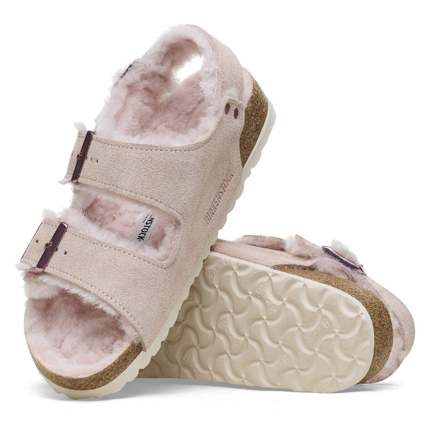 Birkenstock Milano Suede Shearling Light Rose  Narrow
