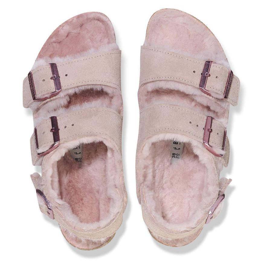 Birkenstock Milano Suede Shearling Light Rose  Narrow