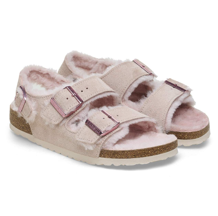 Birkenstock Milano Suede Shearling Light Rose  Narrow