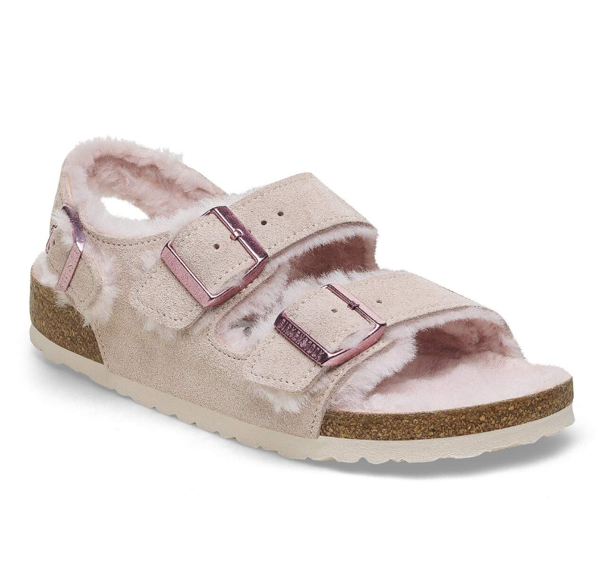 Birkenstock Milano Suede Shearling Light Rose  Narrow