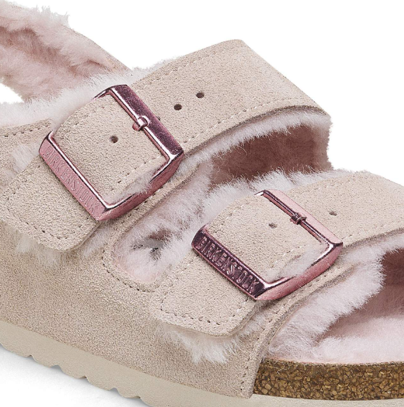 Birkenstock Milano Suede Shearling Light Rose Sandals Regular
