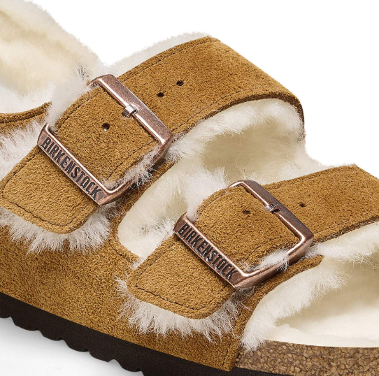Birkenstock Milano Suede Shearling Sandals Mink Narrow