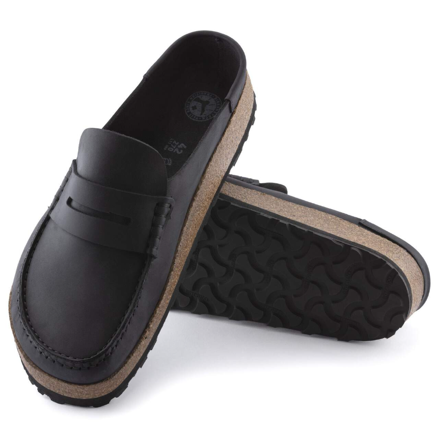 Birkenstock Naples Natural Leather Oiled Black  Regular