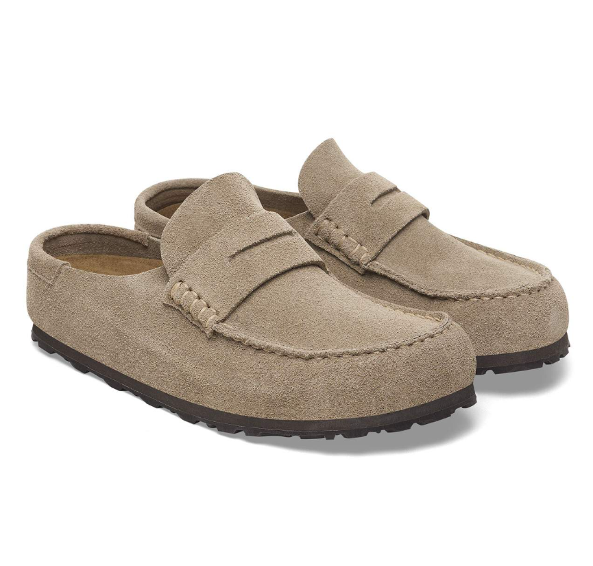 Birkenstock Naples Wrapped Suede Leather Clog - Taupe Narrow