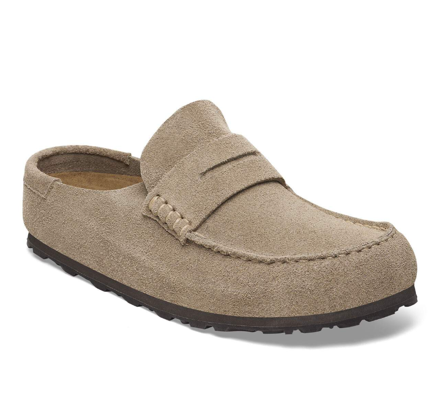 Birkenstock Naples Wrapped Suede Leather Clog - Taupe Narrow