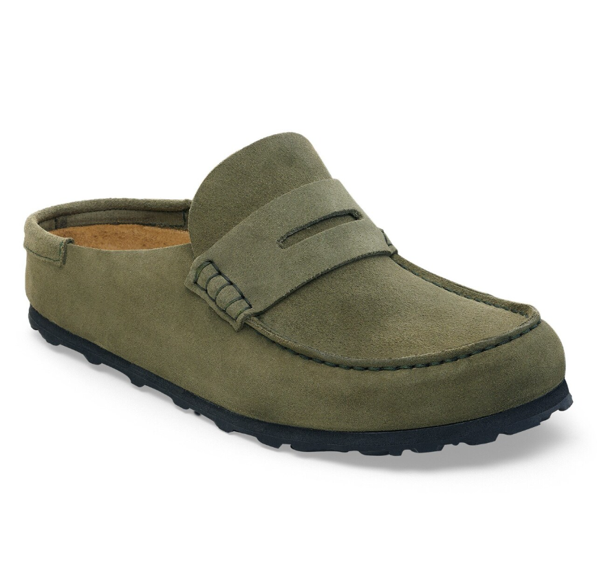Birkenstock Naples Wrapped Suede Leather Clog - Thyme Narrow