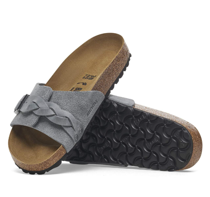 Birkenstock Oita Braided Suede Leather Basalt Gray Narrow