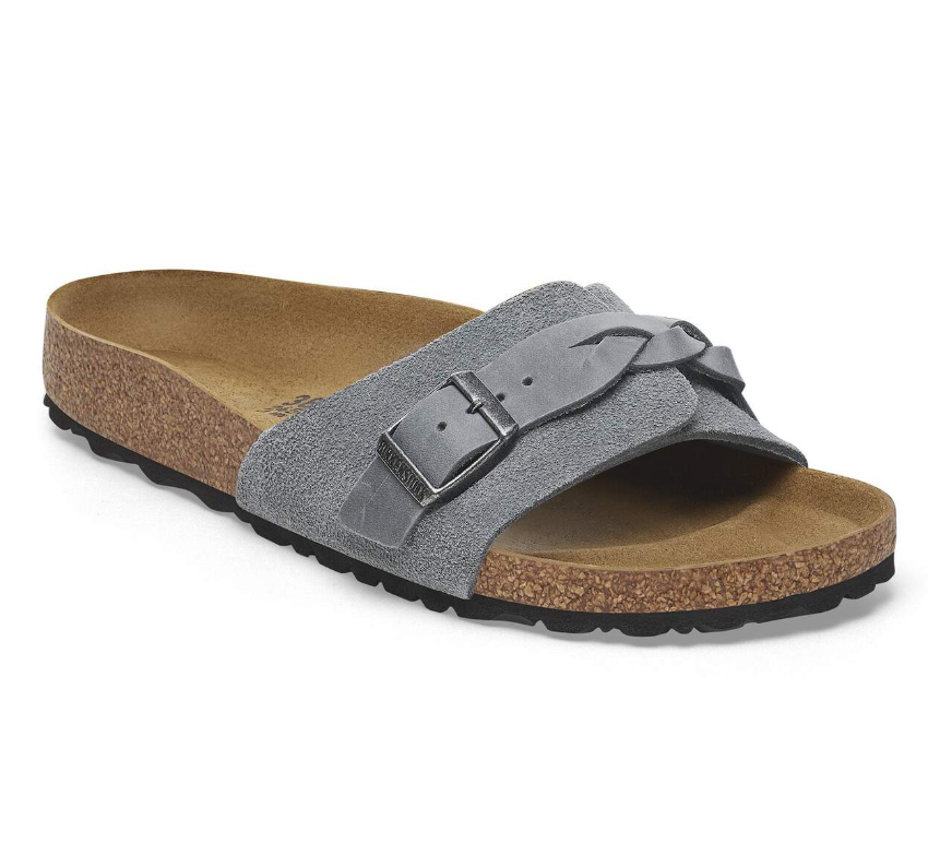 Birkenstock Oita Braided Suede Leather Basalt Gray Narrow