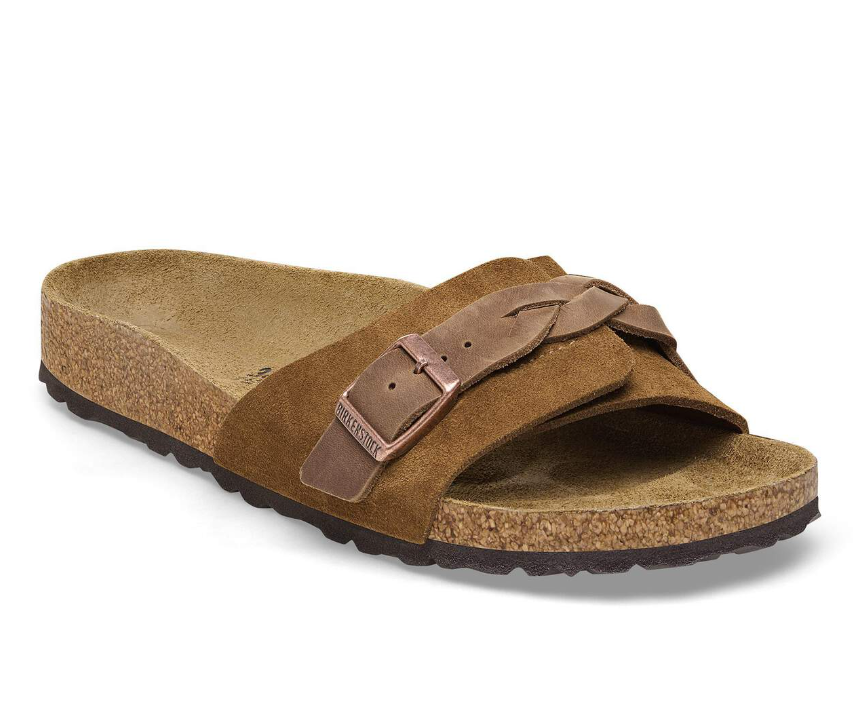 Birkenstock Oita Braided Suede Leather Sandals Mink  Narrow