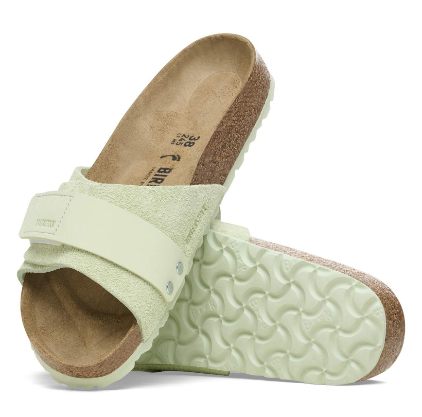 Birkenstock Oita Suede Leather Sandals Faded - Lime, Narrow