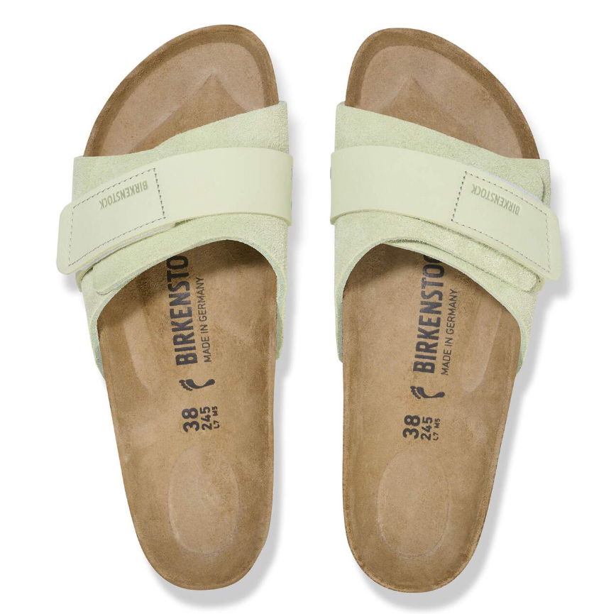 Birkenstock Oita Suede Leather Sandals Faded - Lime, Narrow