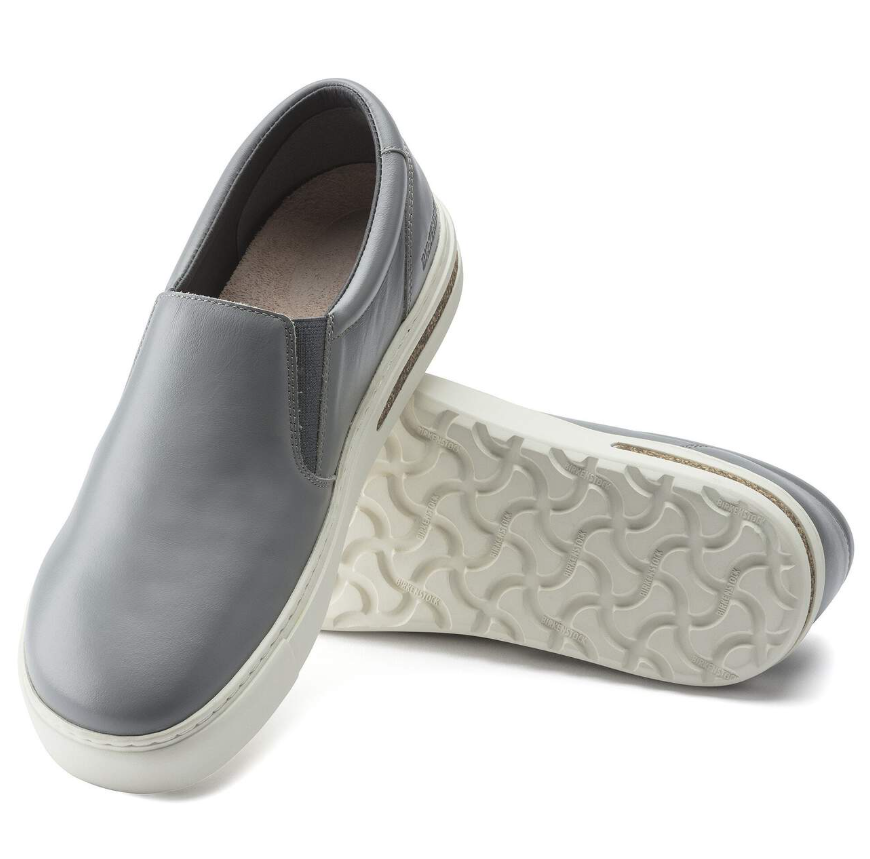 Birkenstock Oswego Leather Gray Slip-On Narrow