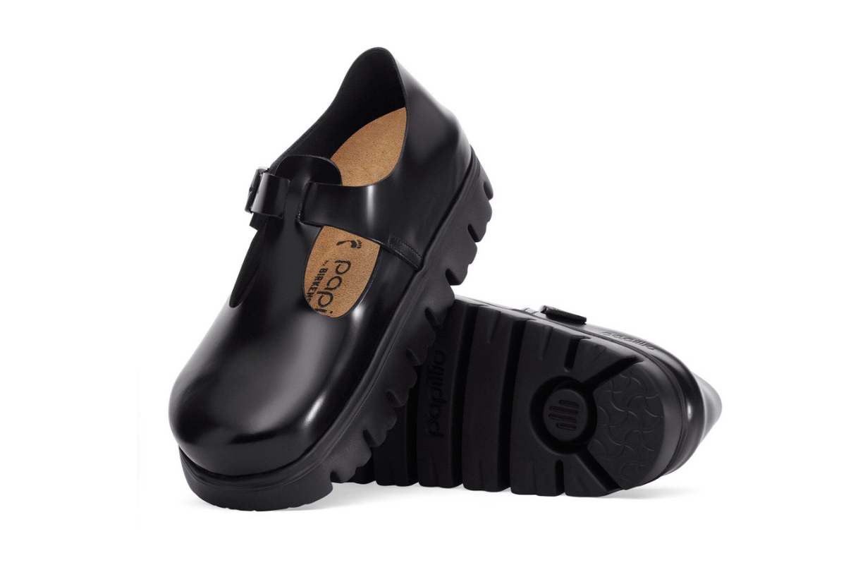 Birkenstock Papillio Paris Chunky Natural Leather Black  Narrow