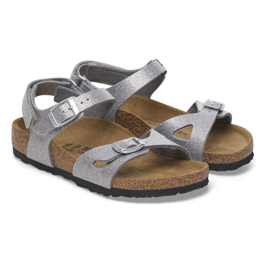 Birkenstock Rio Kids Birko-Flor Sparkling Light Silver Narrow