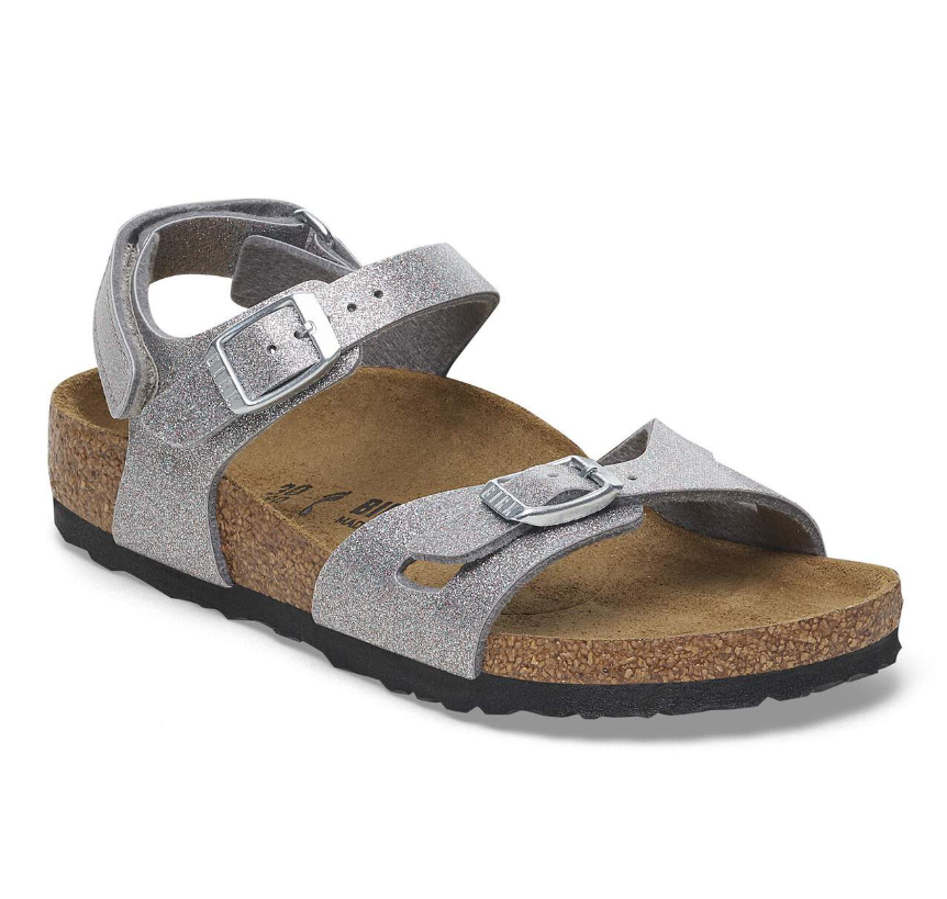 Birkenstock Rio Kids Birko-Flor Sparkling Light Silver Narrow