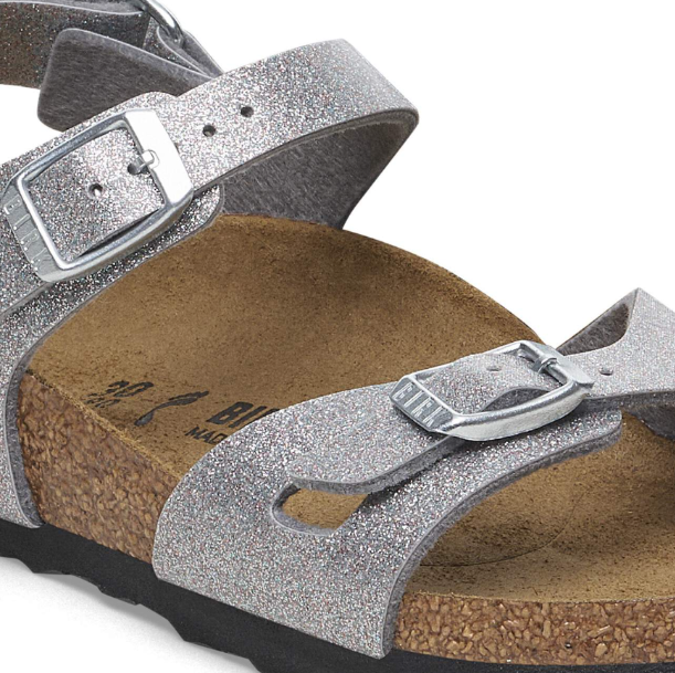 Birkenstock Rio Kids Birko-Flor Sparkling Light Silver Narrow